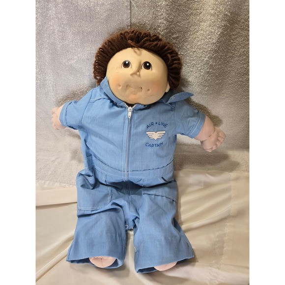 Cabbage Patch Kids Other - Vintage 1984 Cabbage Patch Kids Doll Air Line Captain Pilot Blue Jumpsuit